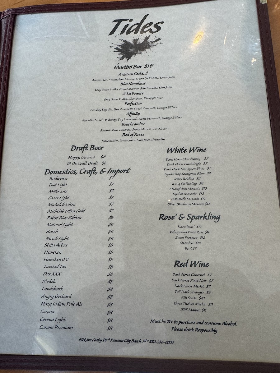TIDES Restaurant & Lounge Photo Menu 5