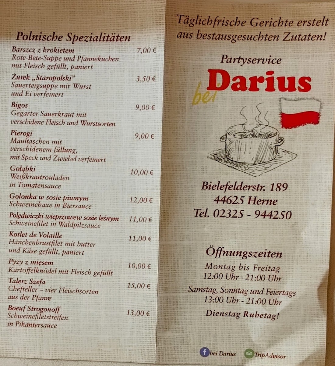 Bei Darius / Herne Photo Menu 3