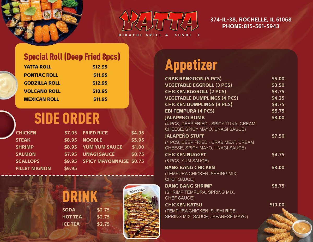 Yatta Habachi Grill & Sushi 2, Rochelle Photo Menu 1