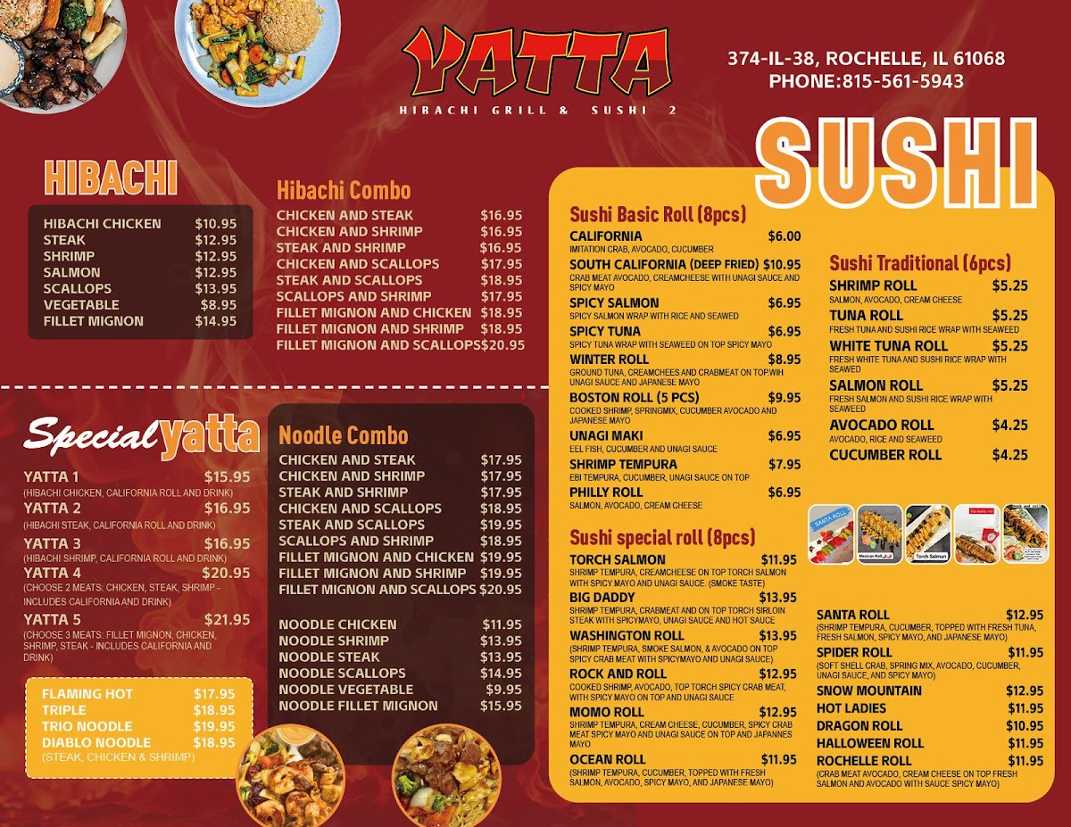 Yatta Habachi Grill & Sushi 2, Rochelle Photo Menu 2