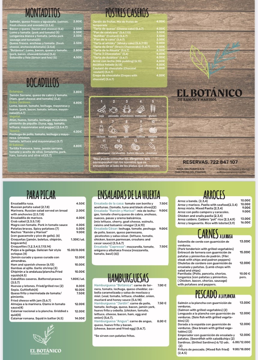 El Botánico de Ramón y Marisol Photo Menu 2