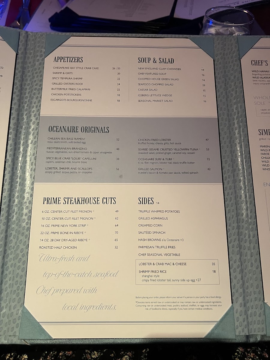 The Oceanaire Seafood Room Photo Menu 10