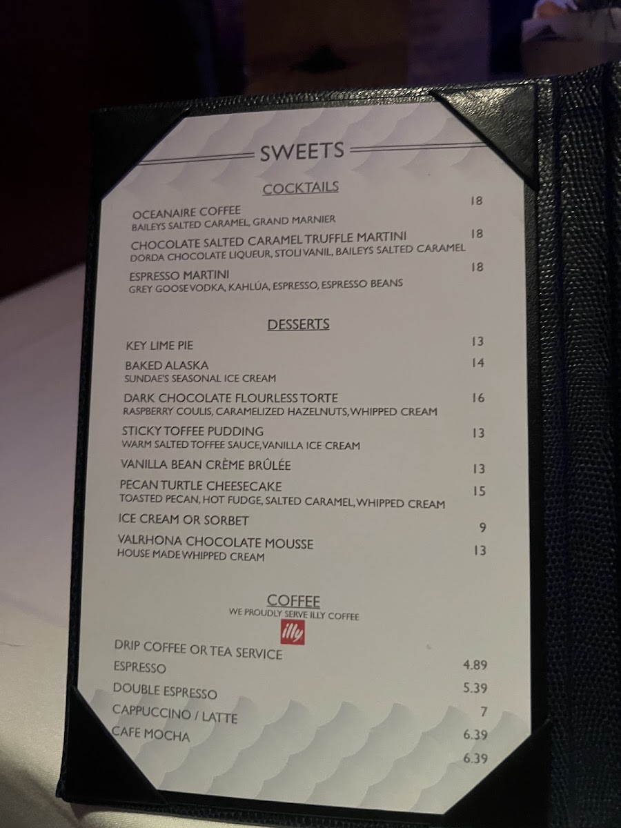 The Oceanaire Seafood Room Photo Menu 2