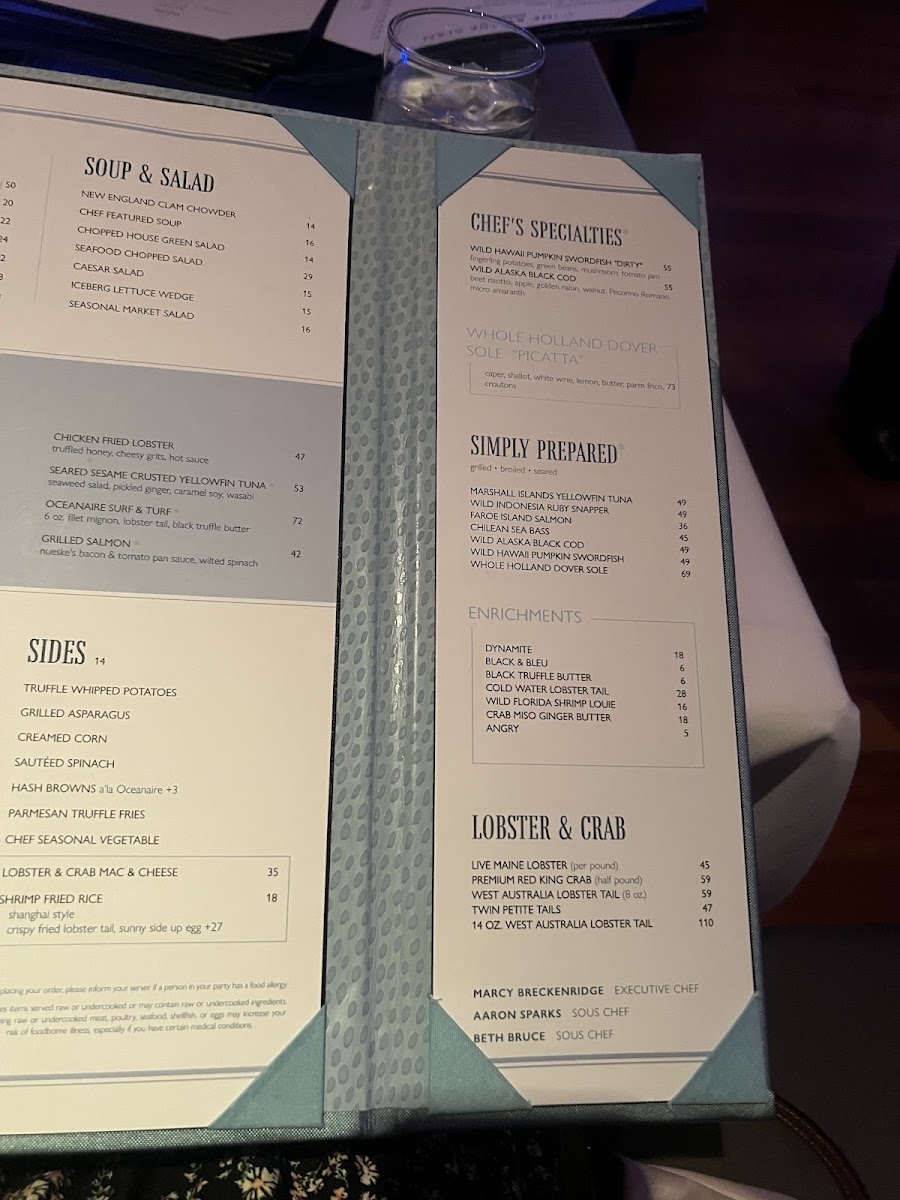 The Oceanaire Seafood Room Photo Menu 3