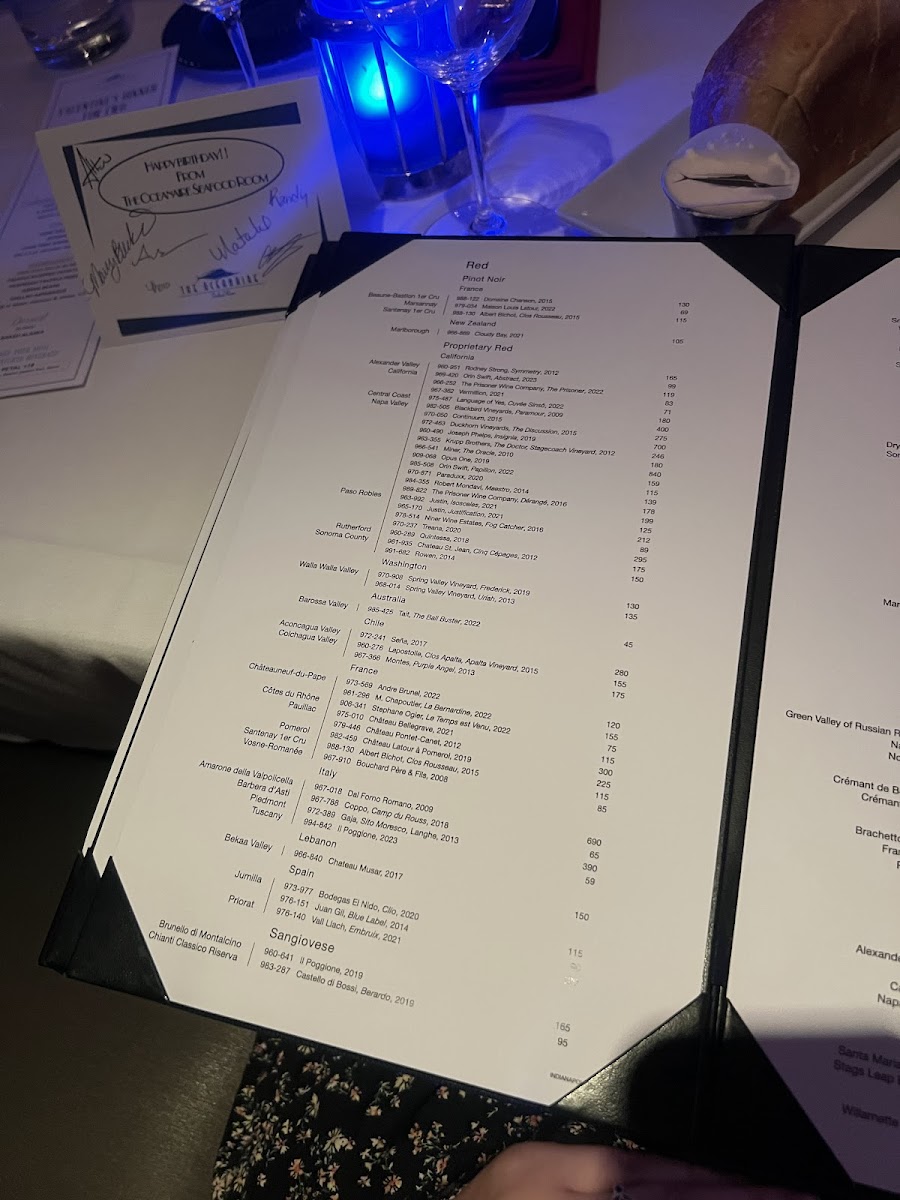 The Oceanaire Seafood Room Photo Menu 7