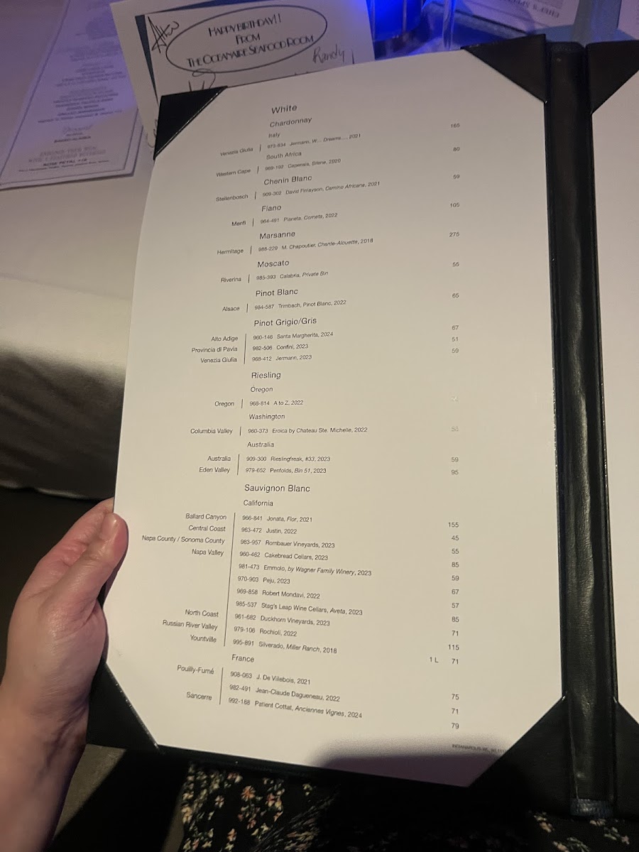 The Oceanaire Seafood Room Photo Menu 9
