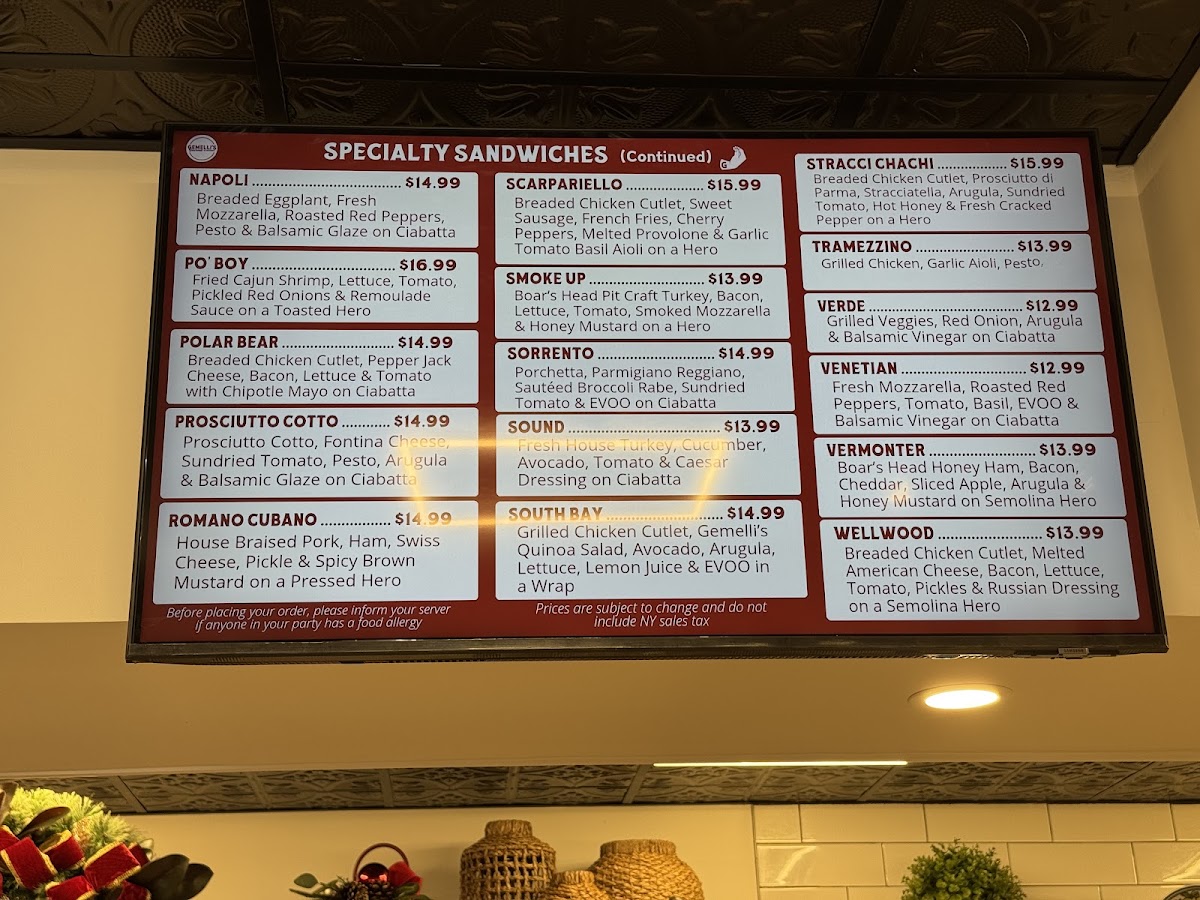 Gemelli's Gourmet LI Photo Menu 1