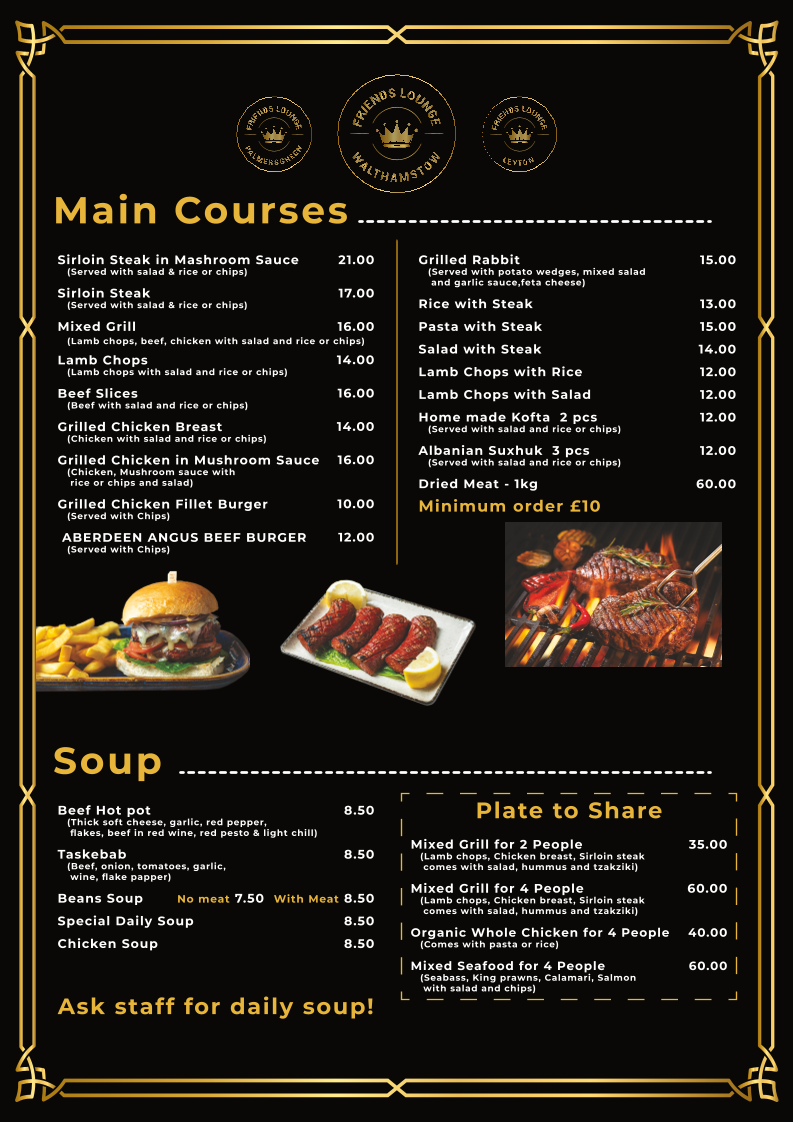 Friends Lounge Walthamstow Photo Menu 1