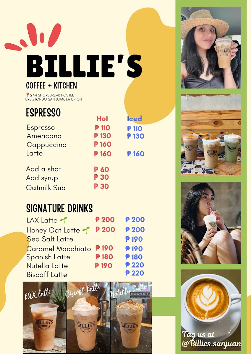 Billie's Coffee + Kitchen Photo Menu 2