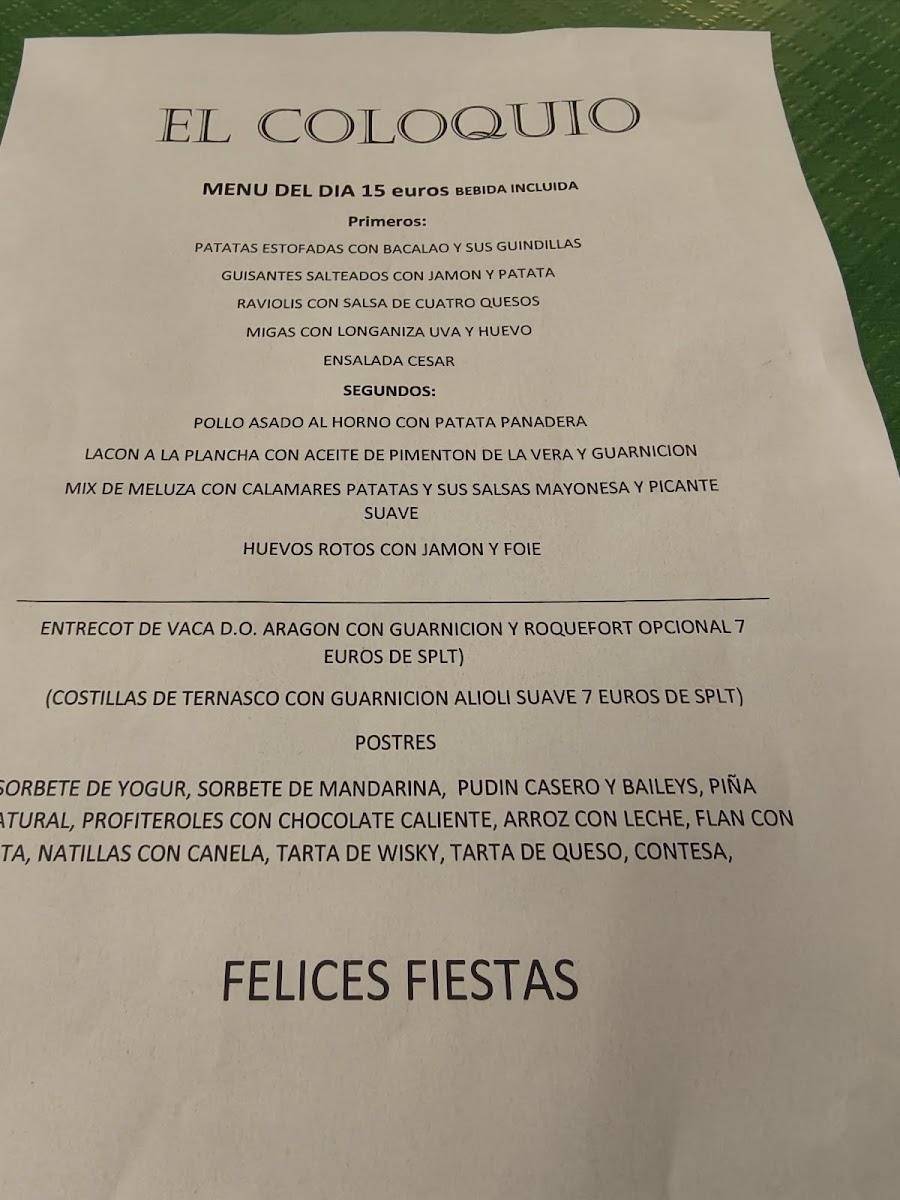 Restaurante El Coloquio Zaragoza Photo Menu 1