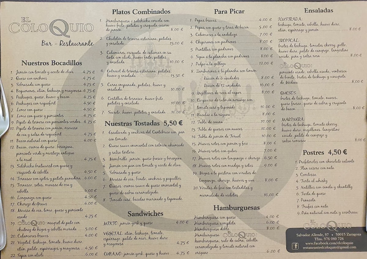Restaurante El Coloquio Zaragoza Photo Menu 5