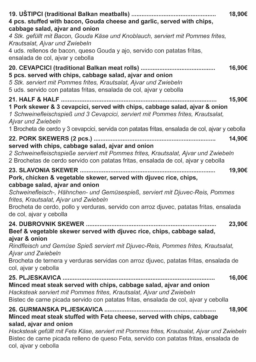 Restaurant Dubrovnik Photo Menu 2