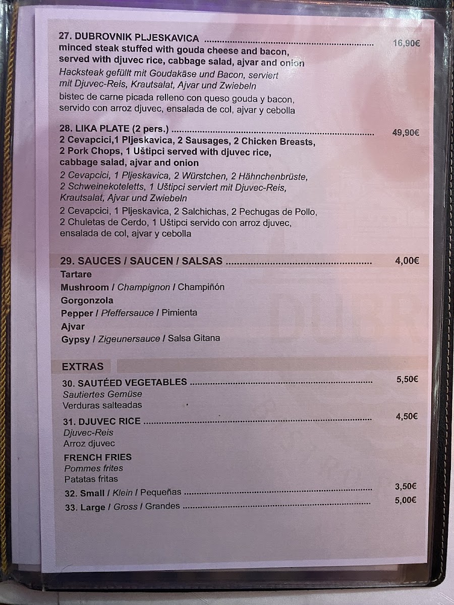 Restaurant Dubrovnik Photo Menu 8