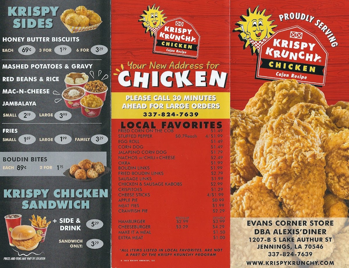 Alexis Diner and Krispy Krunchy Chicken Photo Menu 3