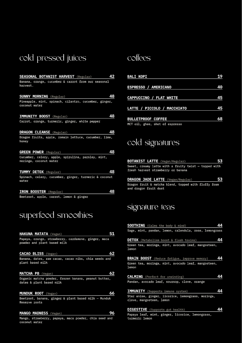 The Botanist by Desa Eko Photo Menu 1