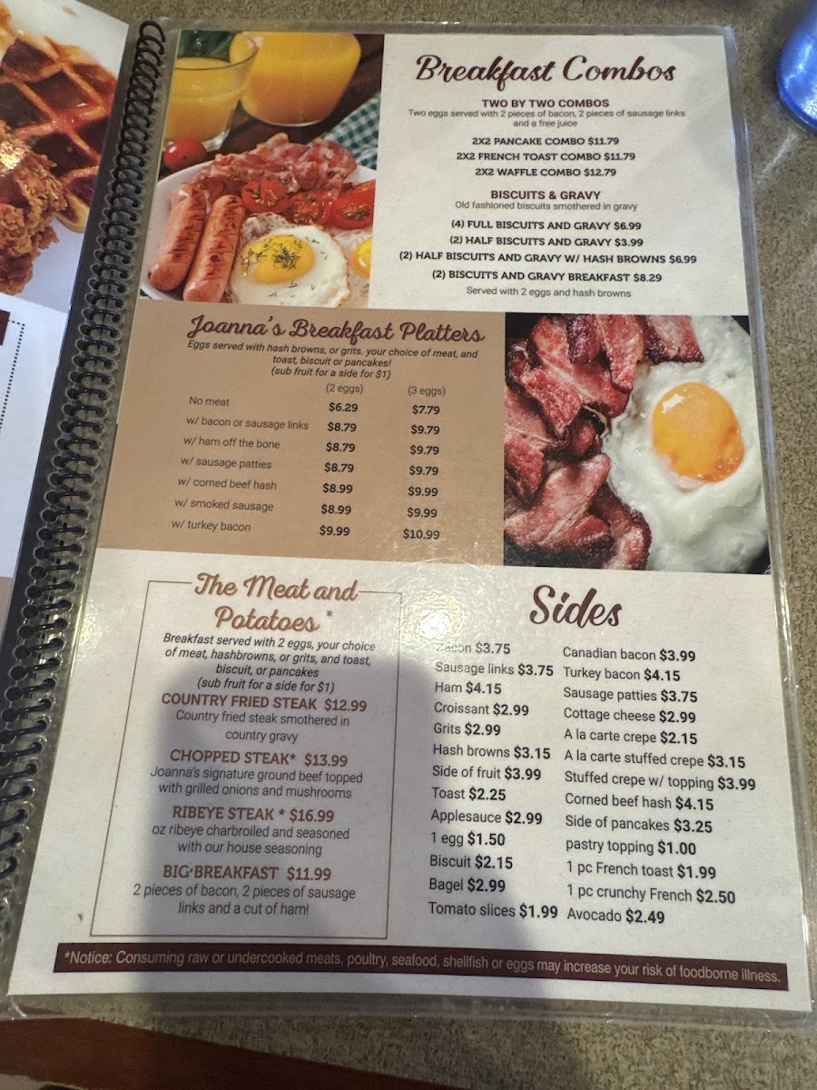 Joanna’s Family Restaurant Photo Menu 1
