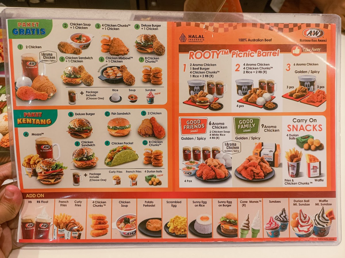 A&W Restaurants Terminal 3 Soekarno-Hatta Airport (CGK) Photo Menu 1