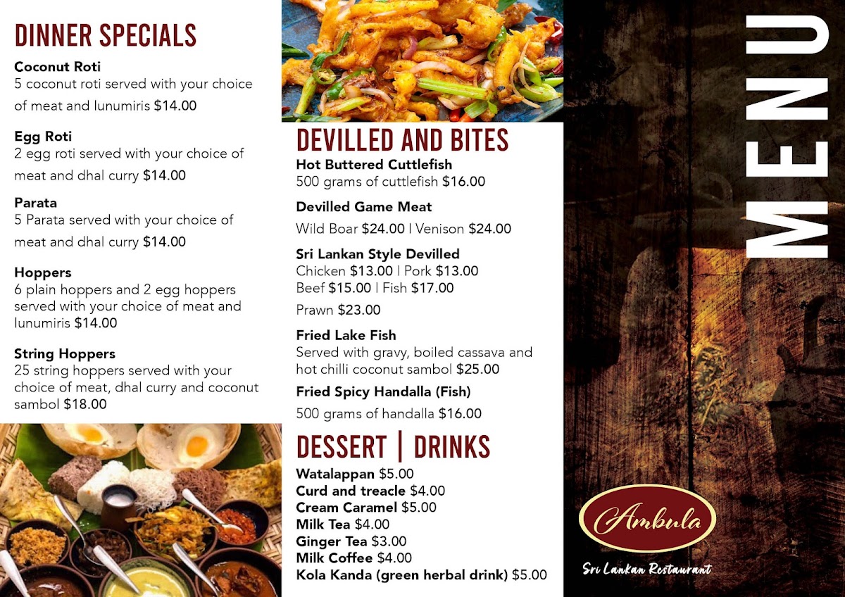 Ambula SriLankan Restaurant Berwick Photo Menu 2