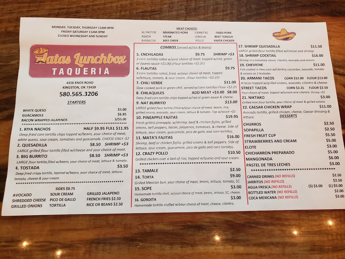 Matas Lunchbox Photo Menu 2