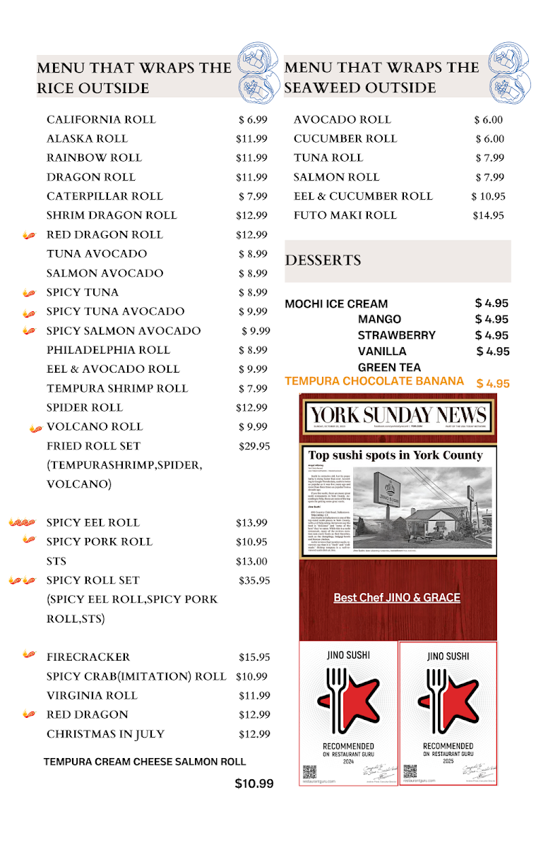 Jino Sushi Photo Menu 2