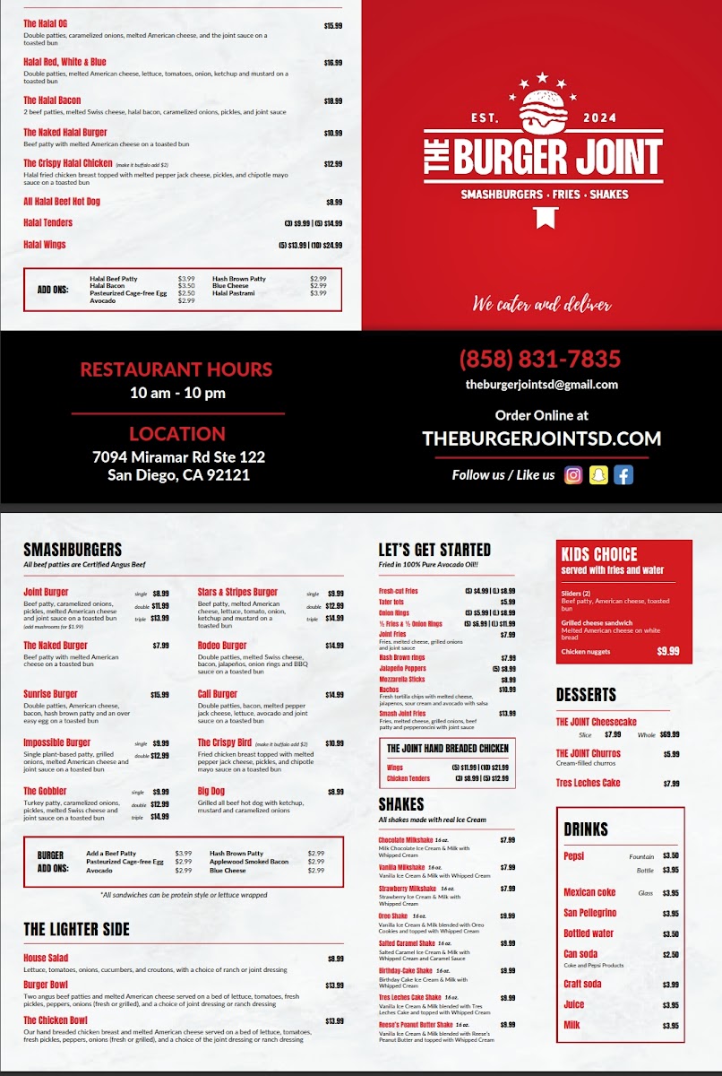 The Burger Joint and Brew Photo Menu 1