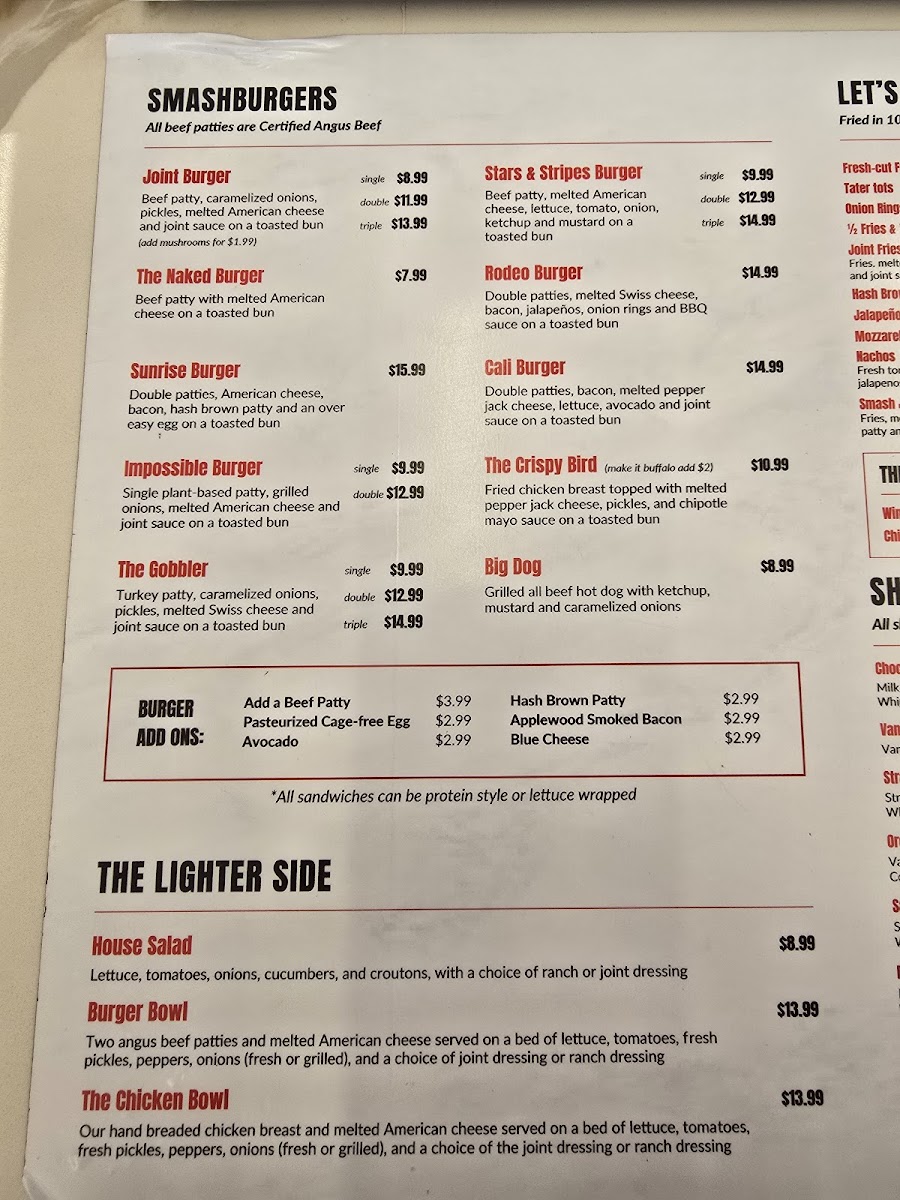 The Burger Joint and Brew Photo Menu 3