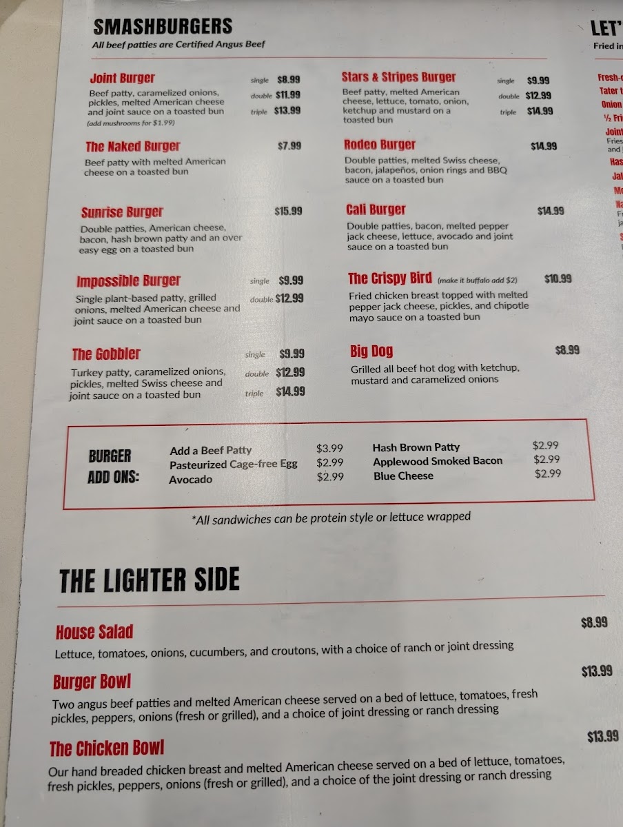 The Burger Joint and Brew Photo Menu 4