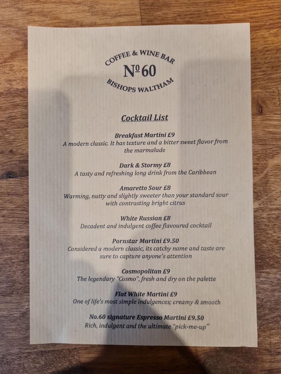 No.60 Coffee & Wine Bar Photo Menu 2