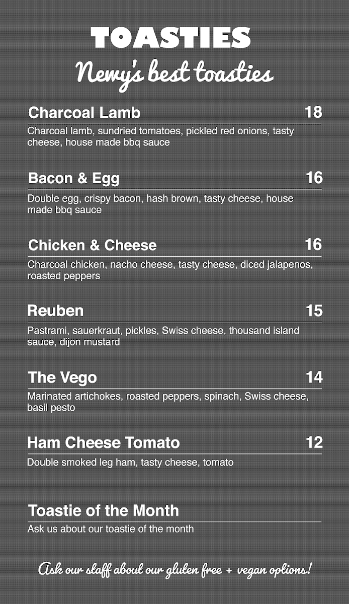 Biggs Coffee Wickham Photo Menu 2