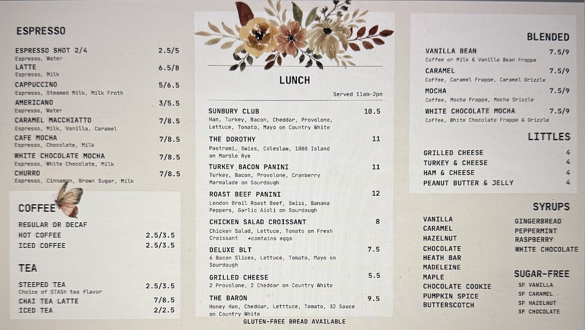 32 North Coffeehouse Photo Menu 1