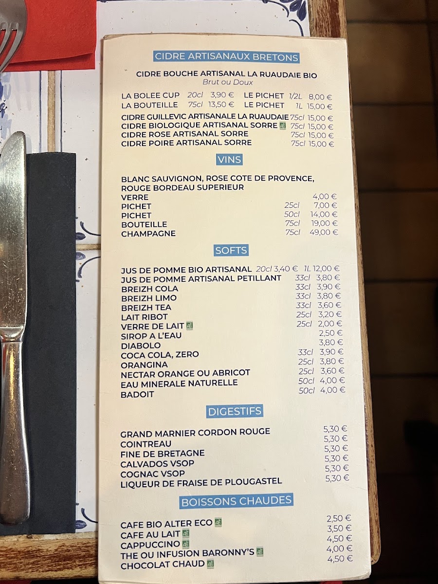 Crêperie Port-Manech Photo Menu 1
