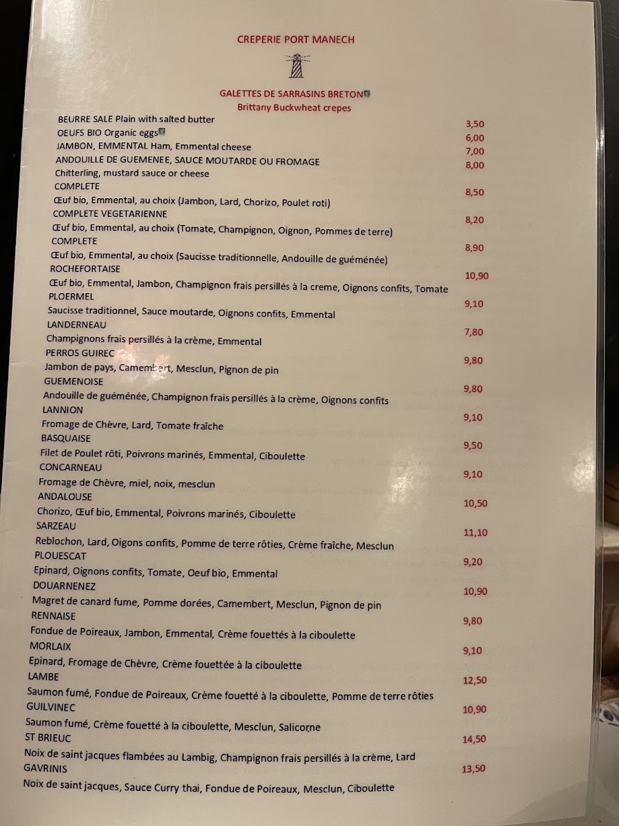Crêperie Port-Manech Photo Menu 9