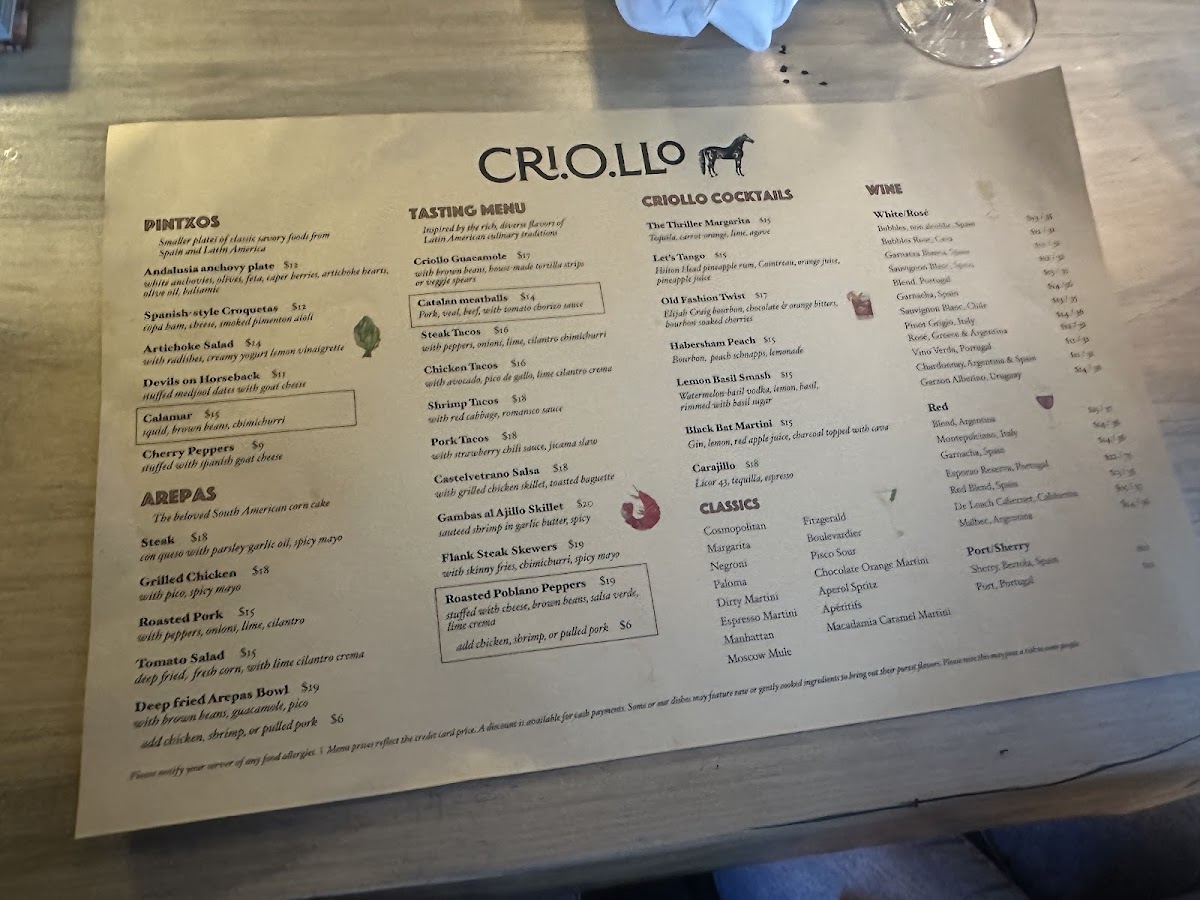 Criollo Photo Menu 1