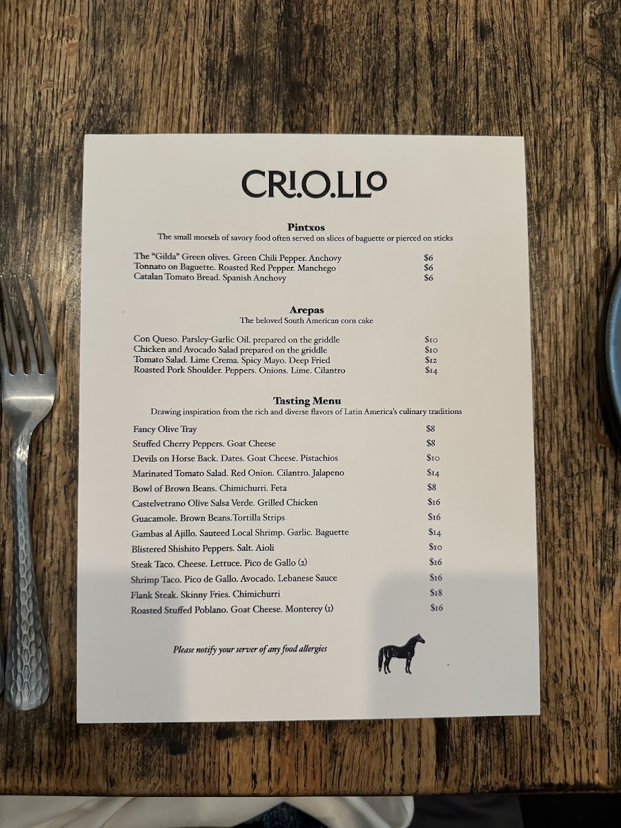 Criollo Photo Menu 2