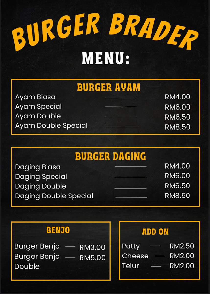 Kedai Brader Brader KL Photo Menu 1