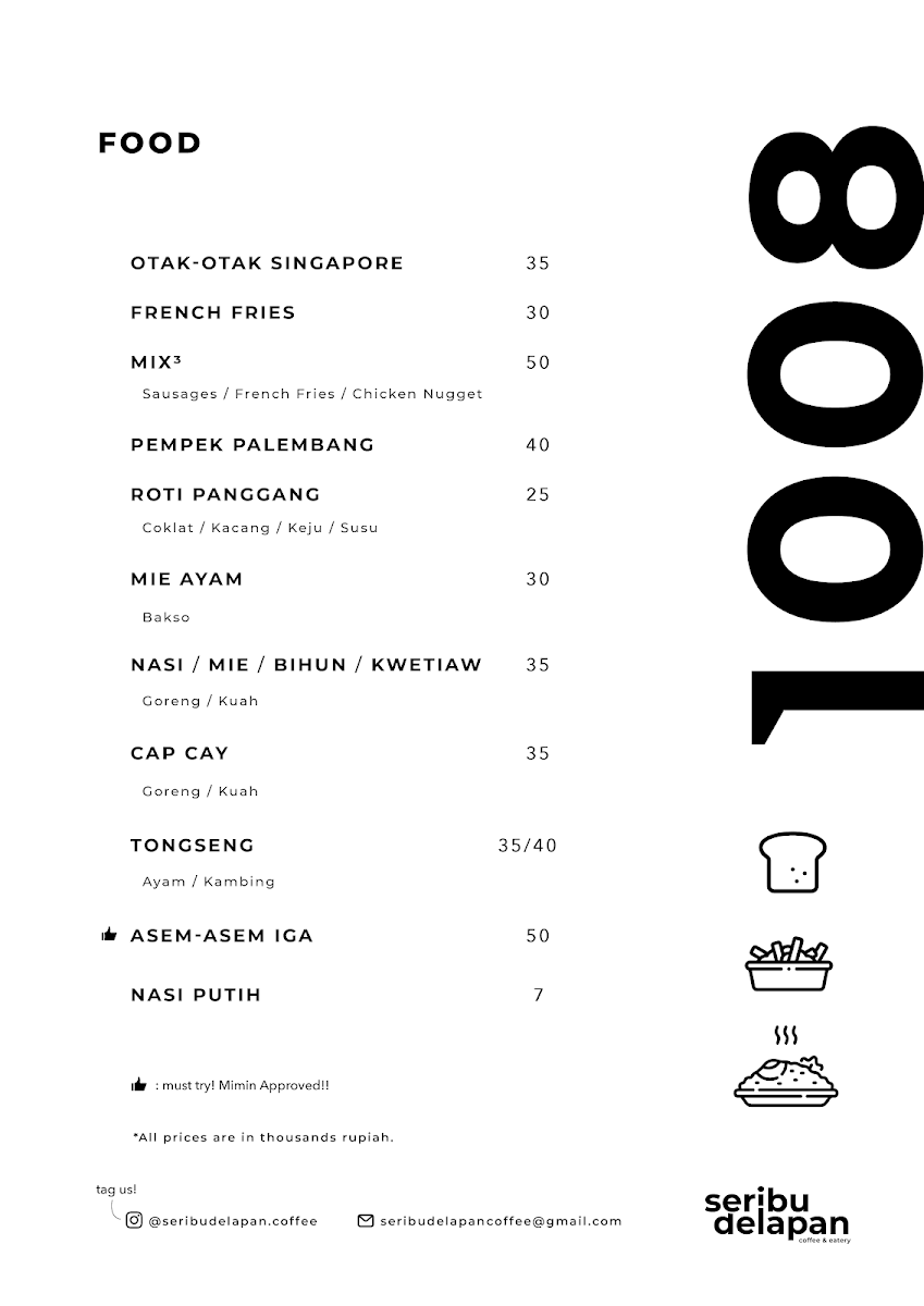 Seribu Delapan Coffee & Eatery Photo Menu 2