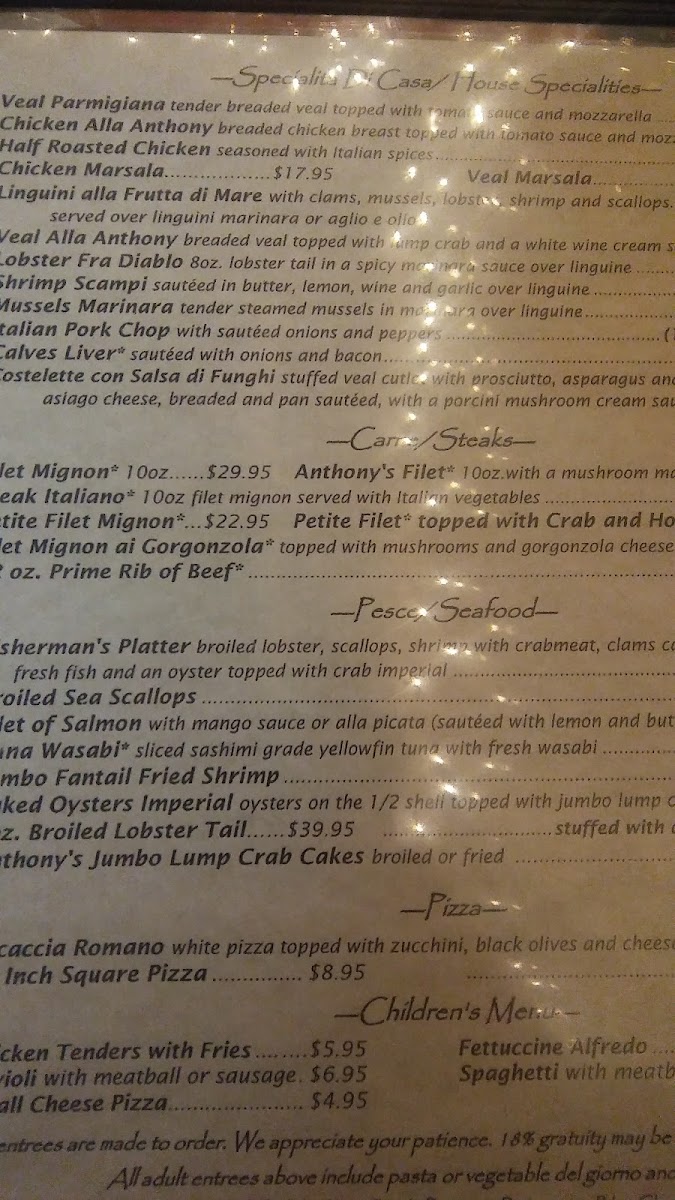 Anthony's Trattoria Photo Menu 4