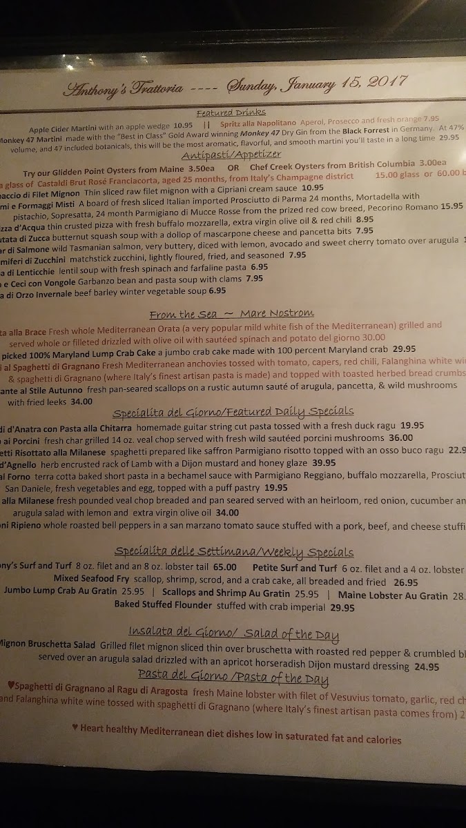 Anthony's Trattoria Photo Menu 5