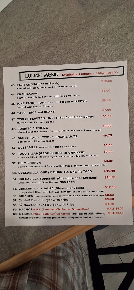 Taqueria Ms.Flores Photo Menu 2