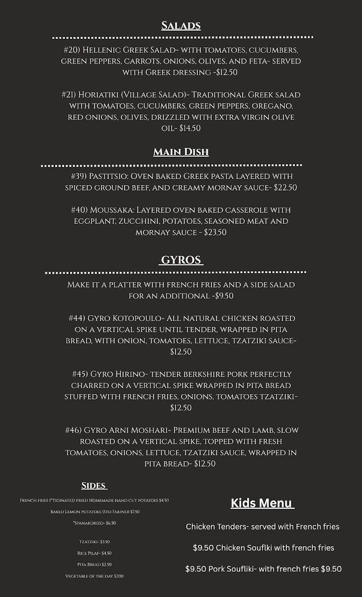 Zesty Greek Cuisine Photo Menu 2
