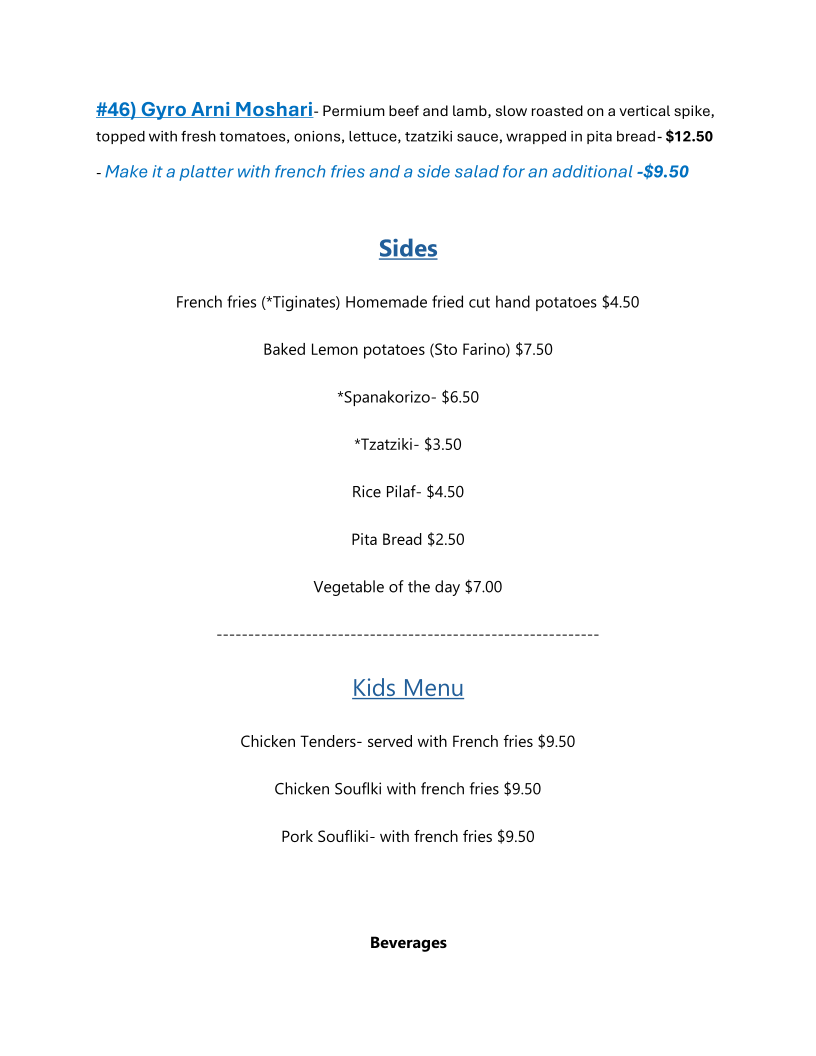 Zesty Greek Cuisine Photo Menu 5