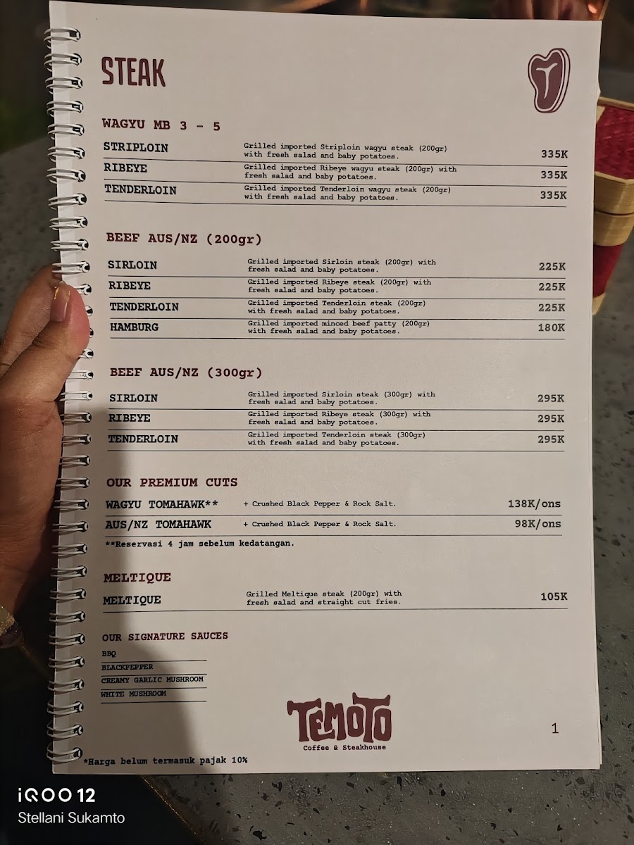 TEMOTO - COFFEE & STEAKHOUSE Photo Menu 1