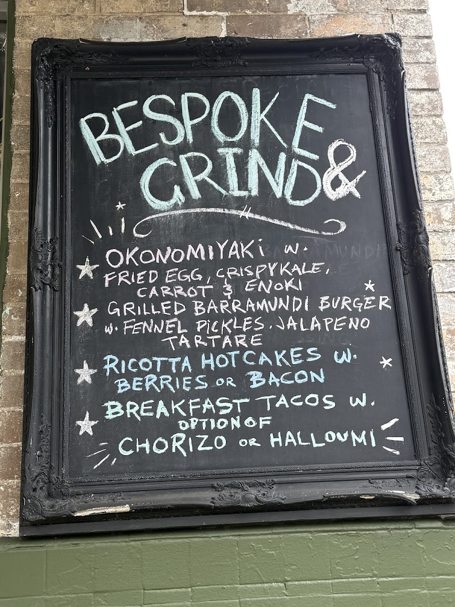 Bespoke and Grind Photo Menu 2