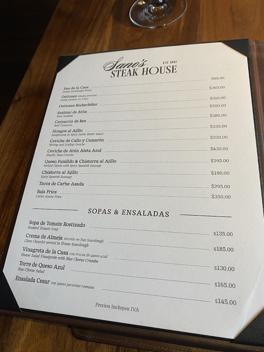 Sano´s Steak House Photo Menu 5