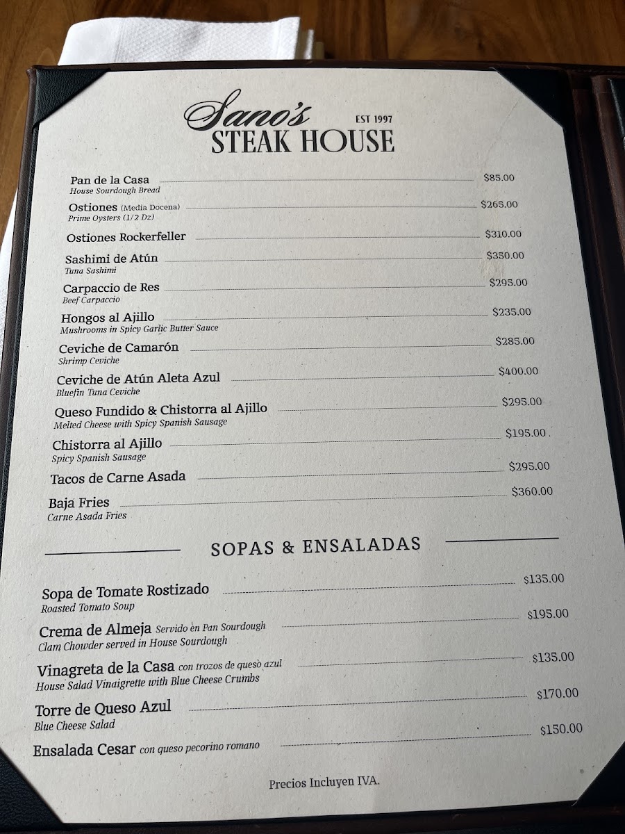 Sano´s Steak House Photo Menu 6