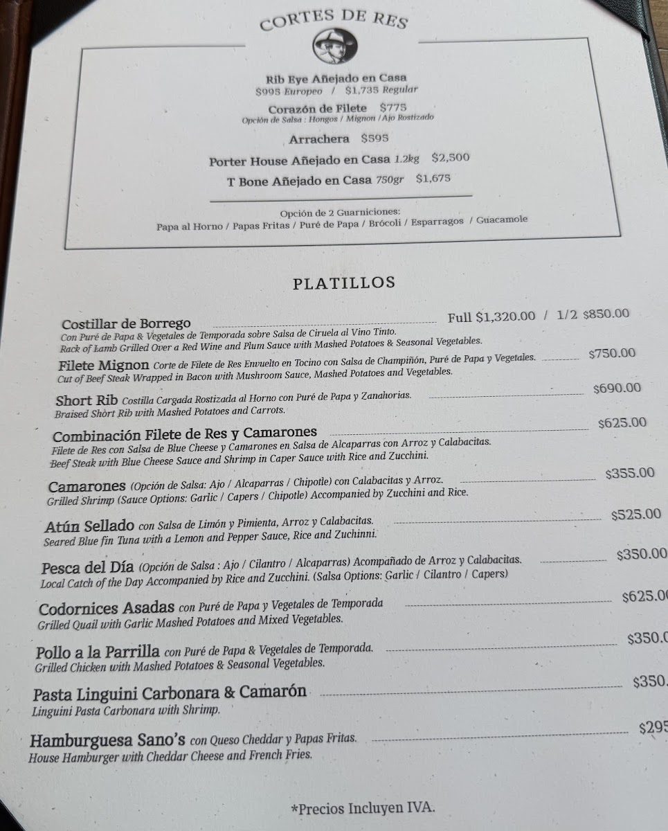Sano´s Steak House Photo Menu 7