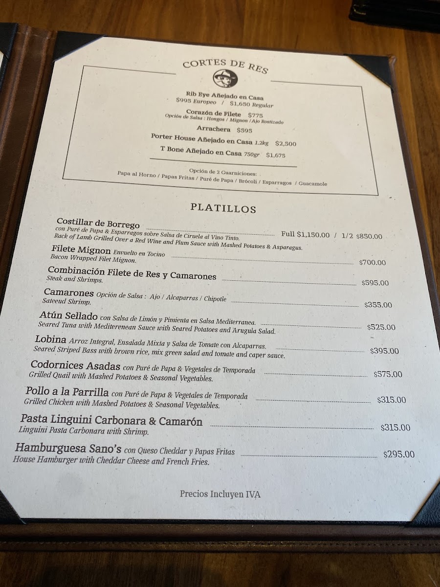 Sano´s Steak House Photo Menu 8