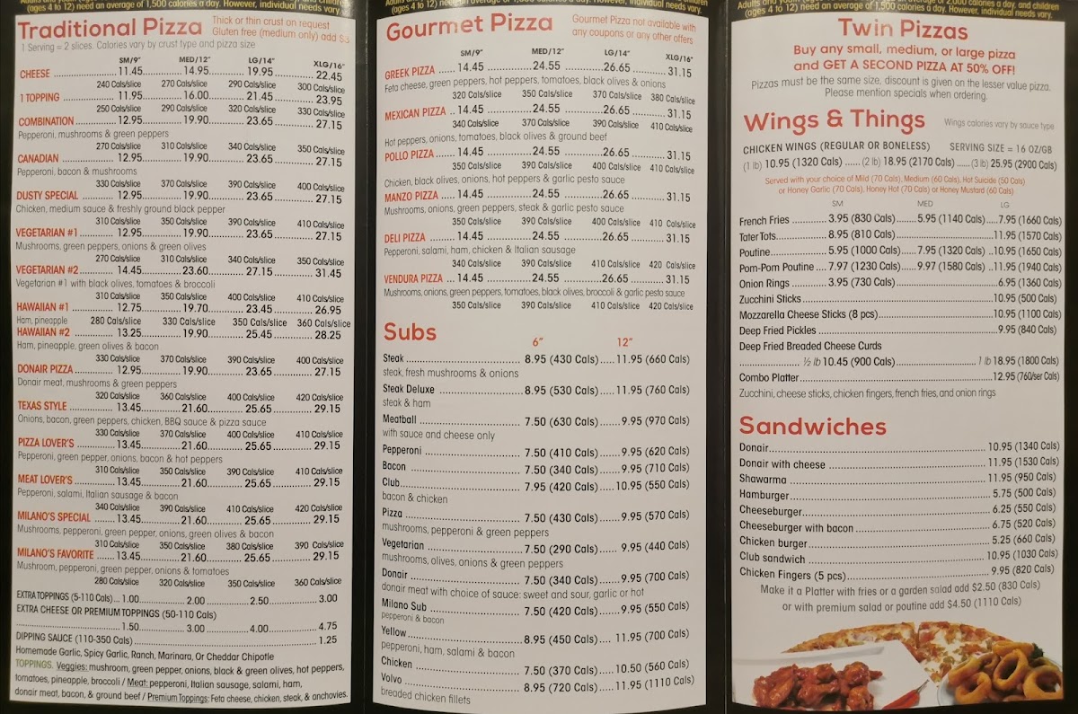 Milano Pizza Photo Menu 1