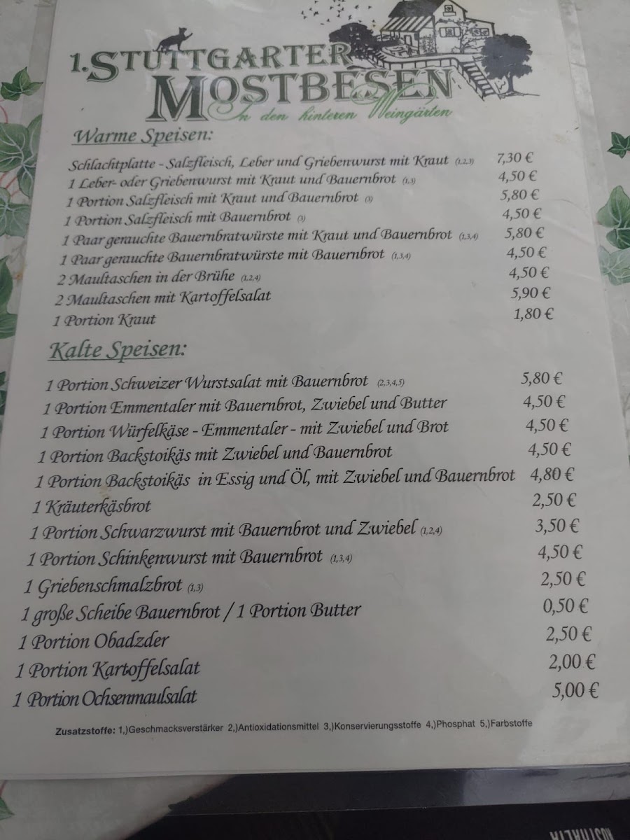 Mostbesen Heumaden Photo Menu 2