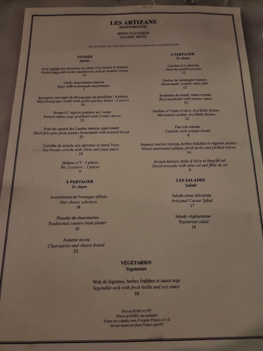 Bistro les Artizans Photo Menu 7
